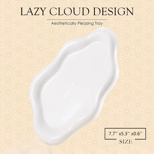 Ceramic Jewelry Tray Cloud Design for Rings and Accessories