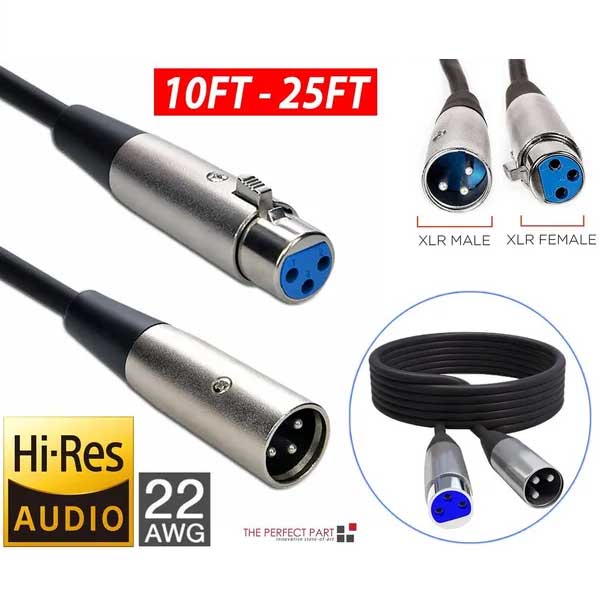 XLR Microphone Cable 3 Pin Male To Female Extension