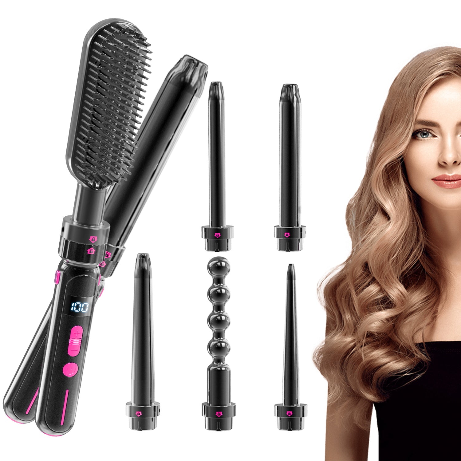 Ceramic Curling Iron & Straightener with Adjustable Heat Control