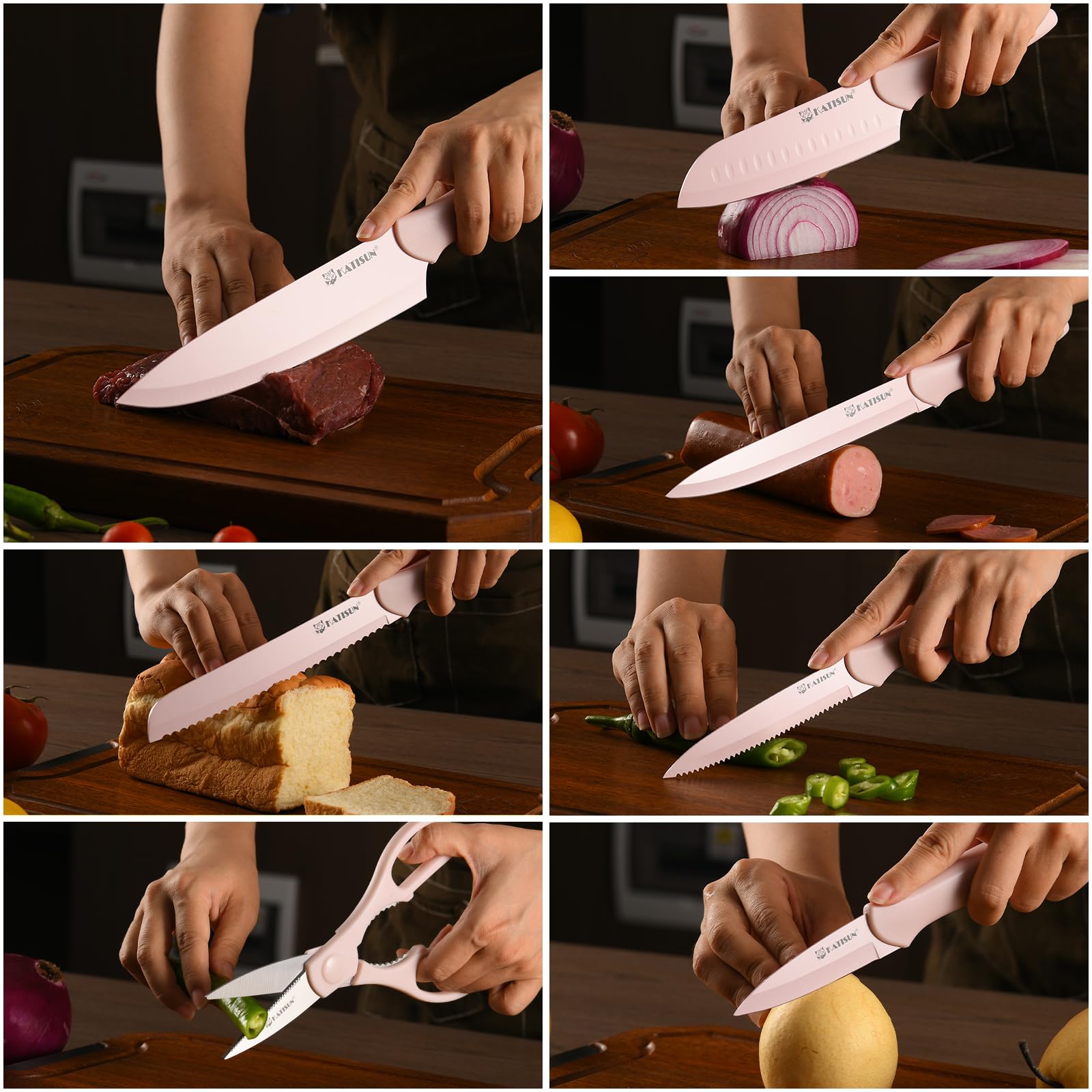 Premium Non Stick Kitchen Knife Set with Guards and Shears