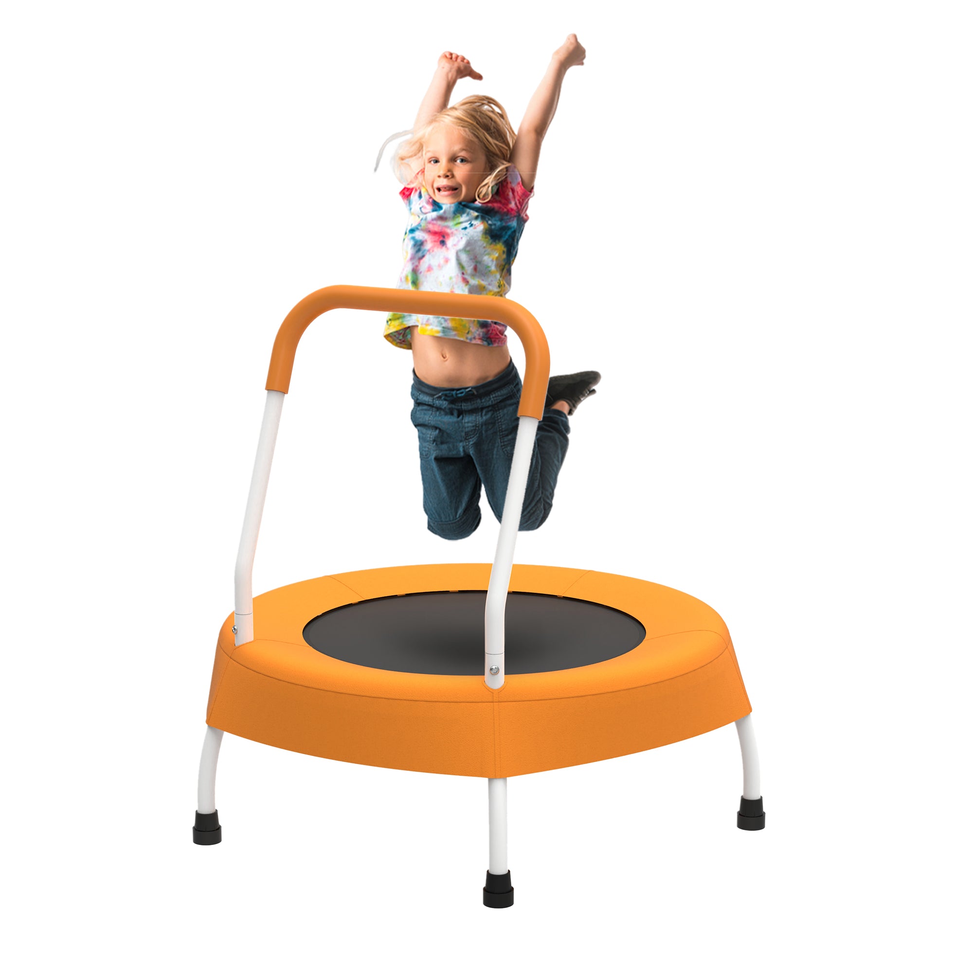 Toddler Mini Trampoline with Handle Safe Indoor Outdoor Play