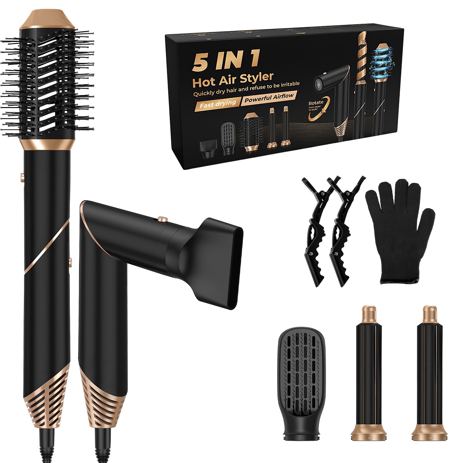 Professional 5-in-1 Hot Air Styler for Curling & Volumizing