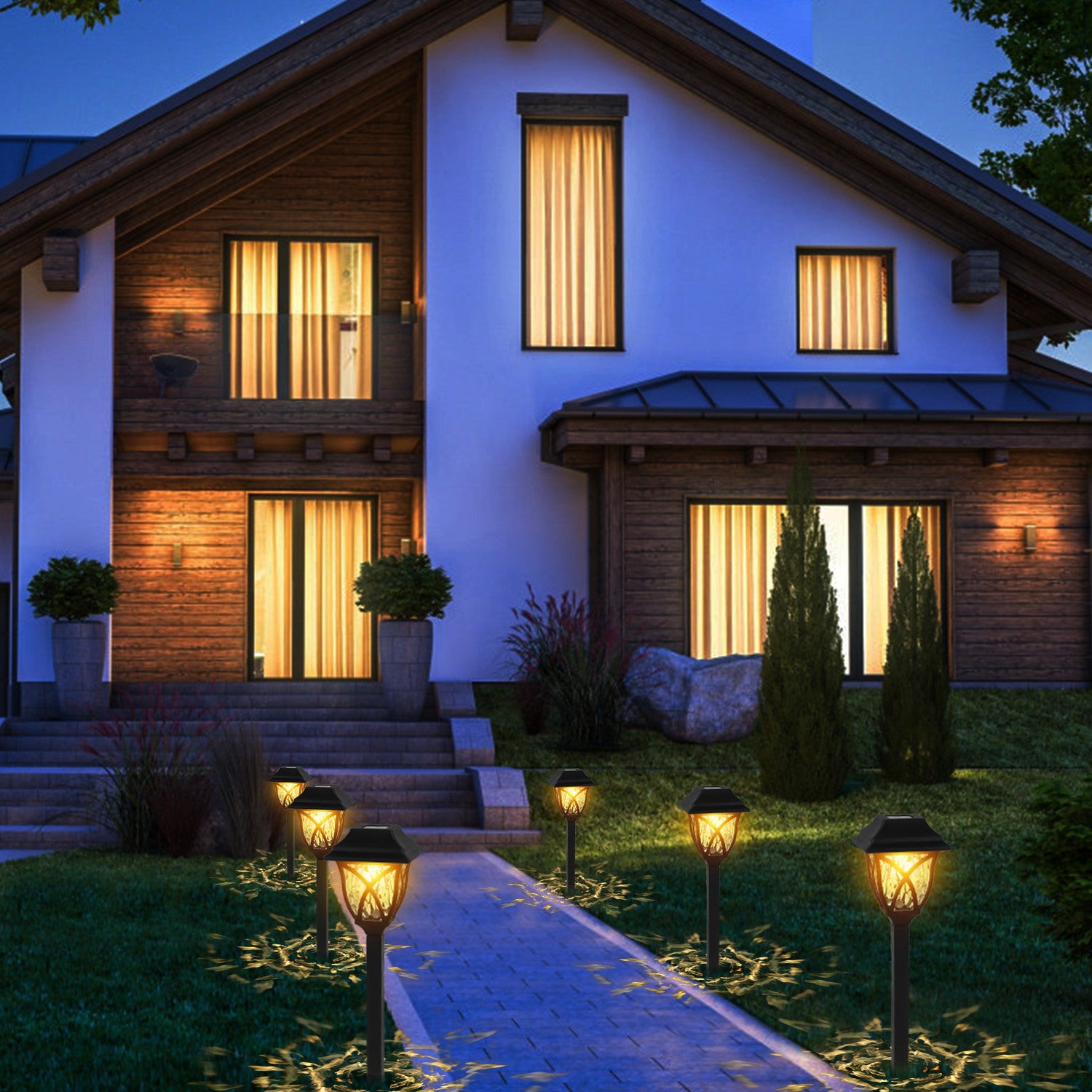 Elegant Solar Garden Stake Lights Waterproof Pathway Decor Glow