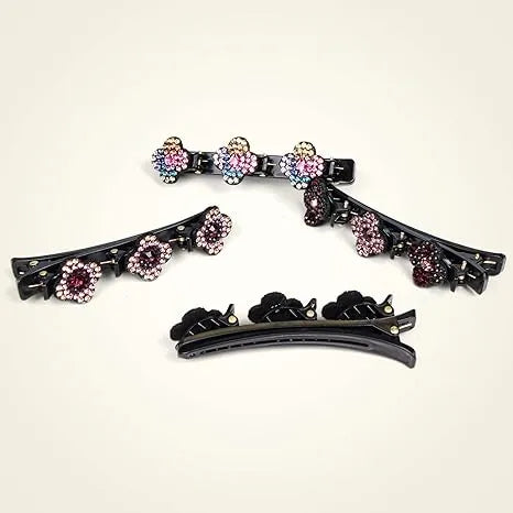 Luxury Crystal Clover Hair Clip Rhinestone Braided Barrette