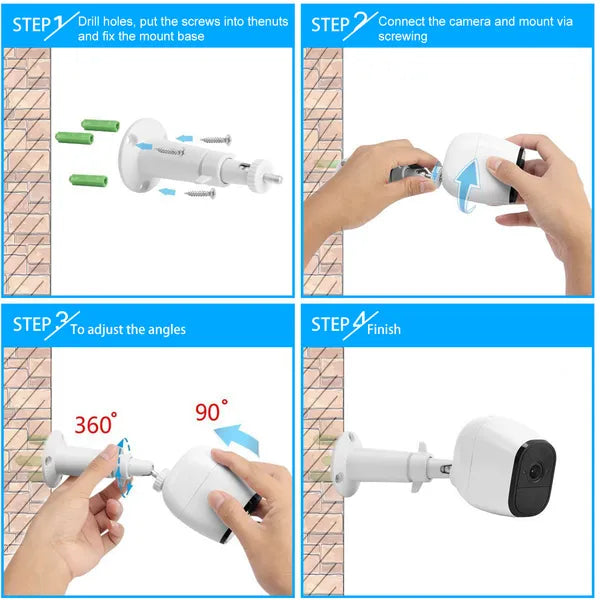 3 Pack Arlo Camera Wall Mount 360 Adjustable Security Holder