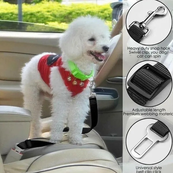Secure Pet Seat Belt Set Adjustable Safety Harness for Car