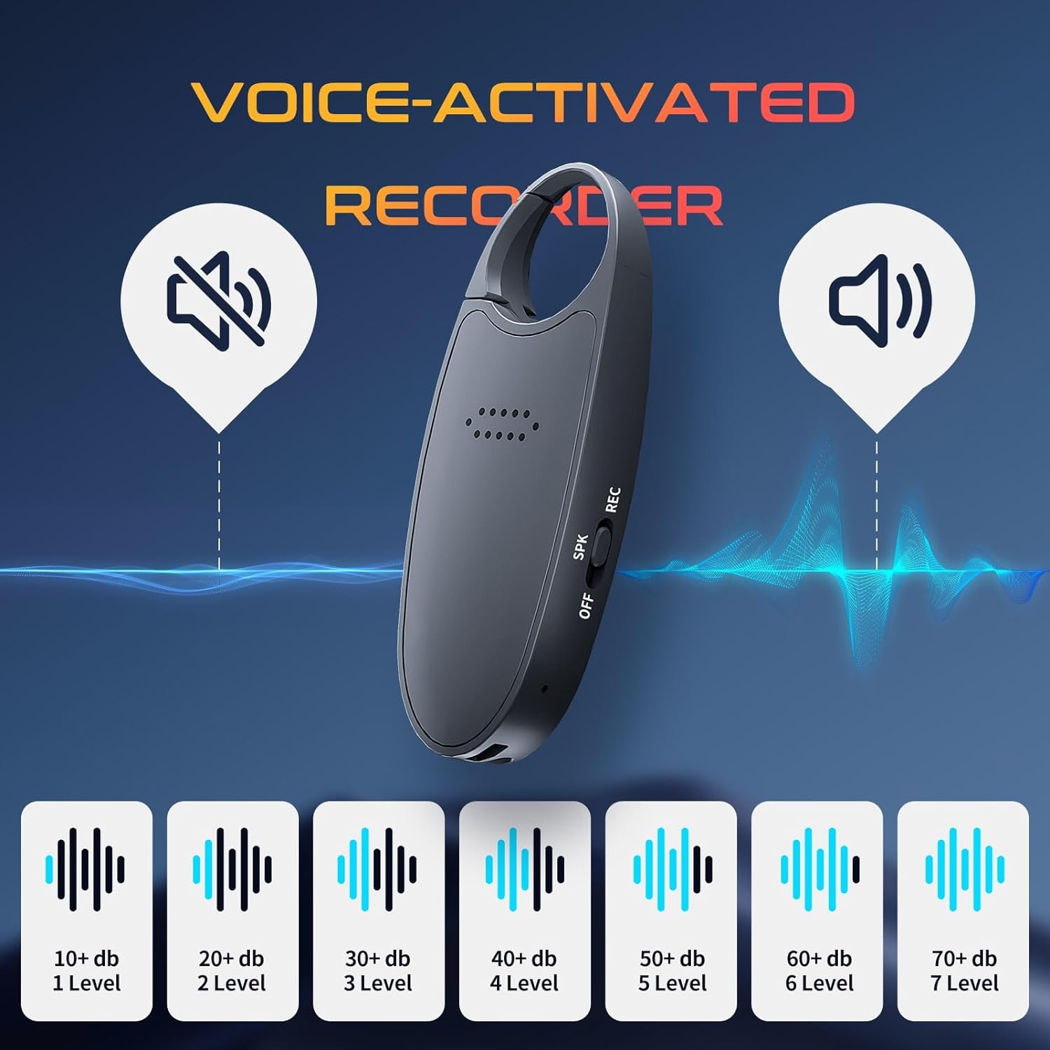 Digital Voice Activated Recorder Mini Magnetic Keychain with Playback Noise Cancelling