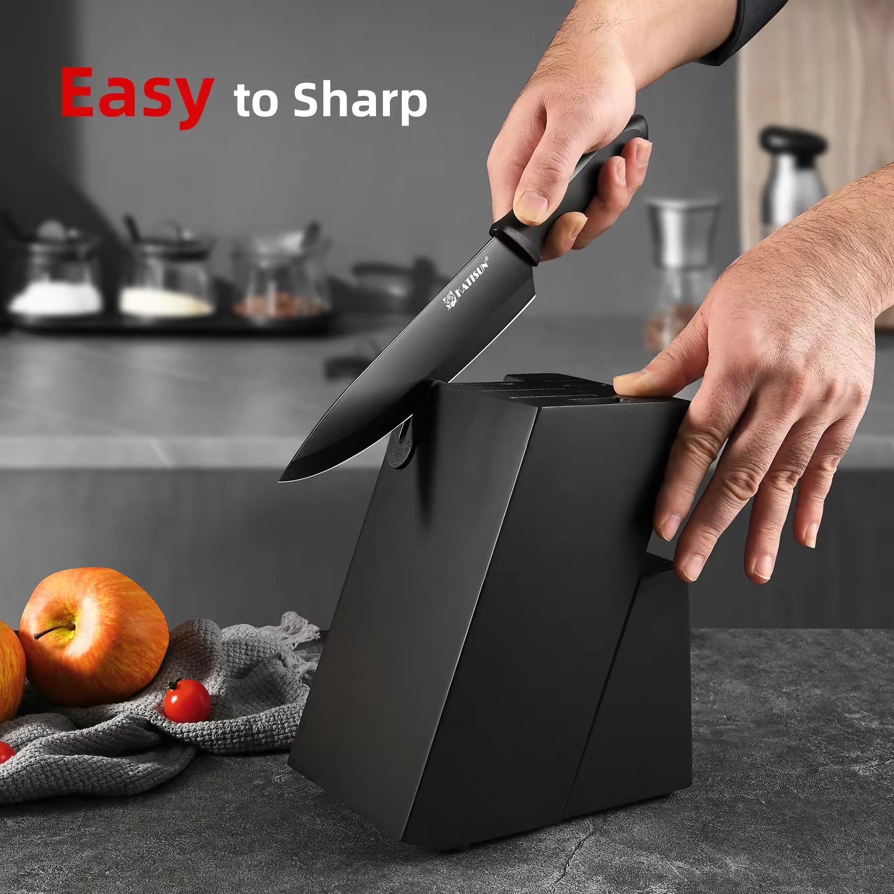 15 Piece Kitchen Knife Set Color Coded With Sharpener Ergonomic Handle