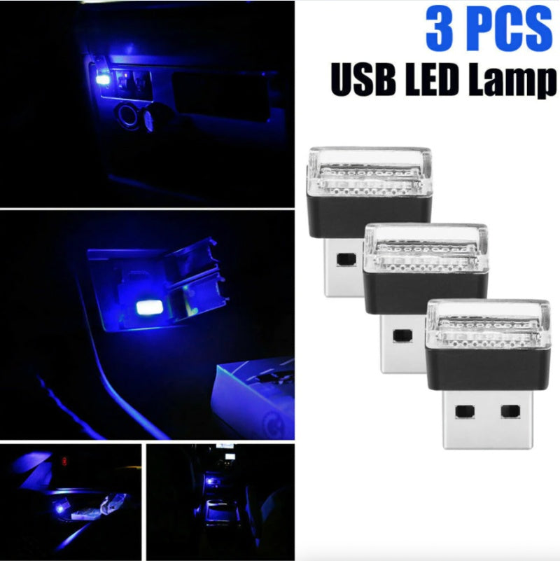 Bright Mini USB LED Car Interior Lights Blue Ambient Neon