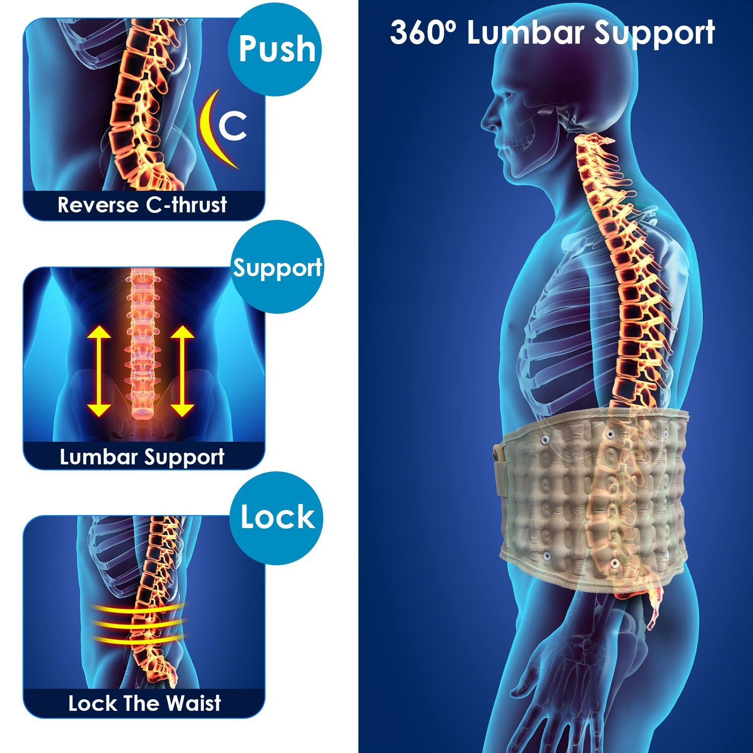 Decompression Back Belt Lumbar Support Air Traction Waist Brace
