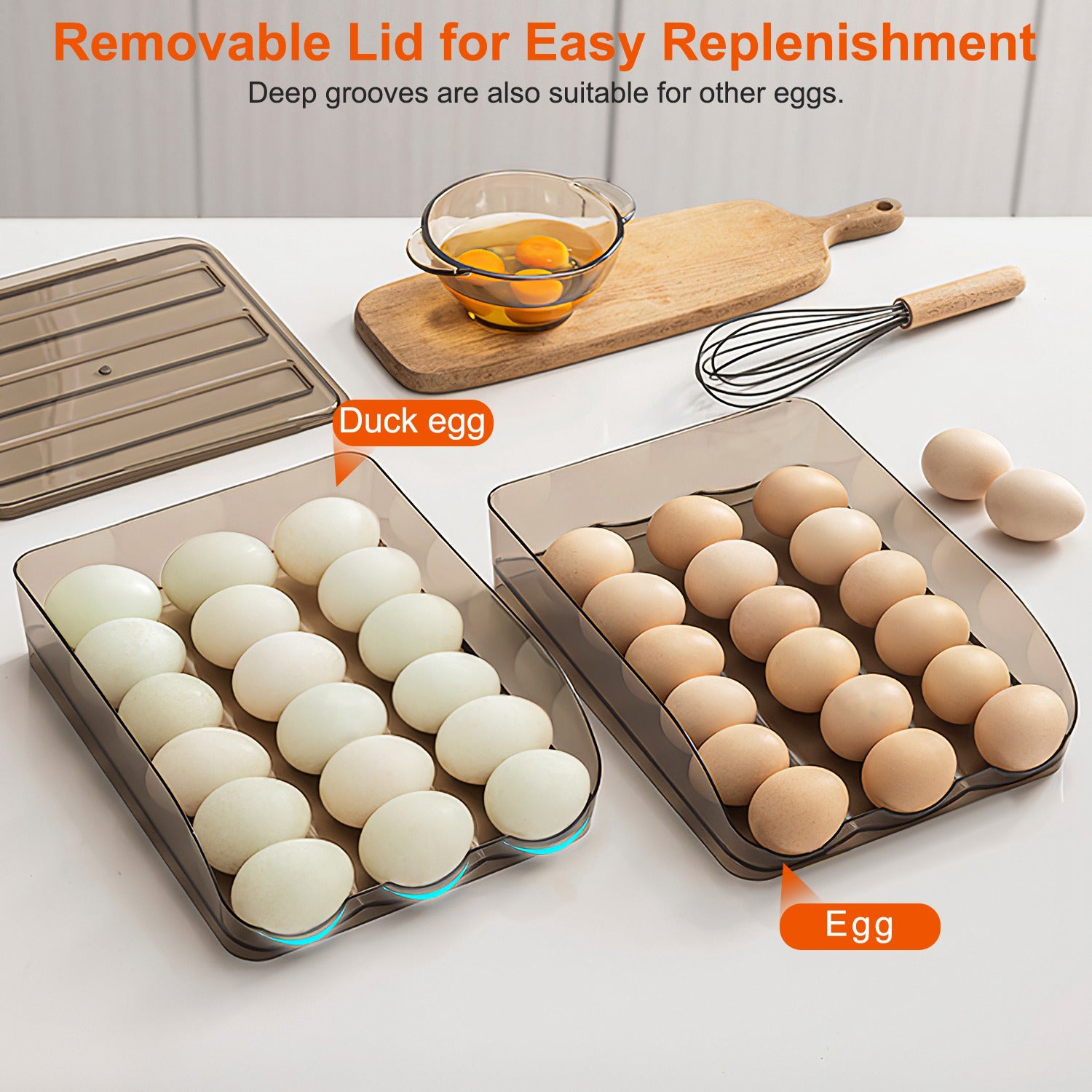 Double Layer Egg Container Holder 36 Eggs Rolling Organizer