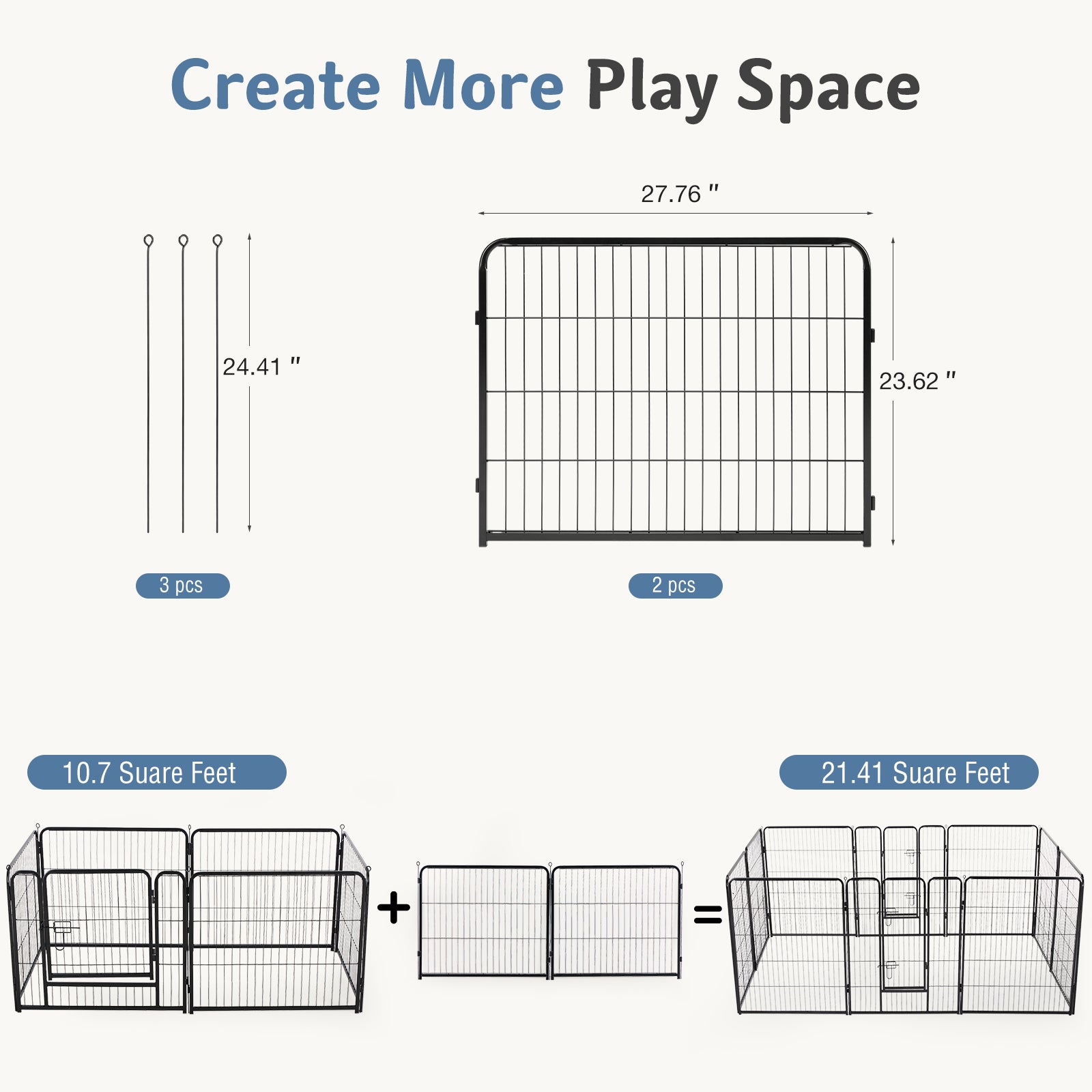 Foldable Metal Pet Fence with Door – Outdoor Playpen for Small, Medium & Large Dogs