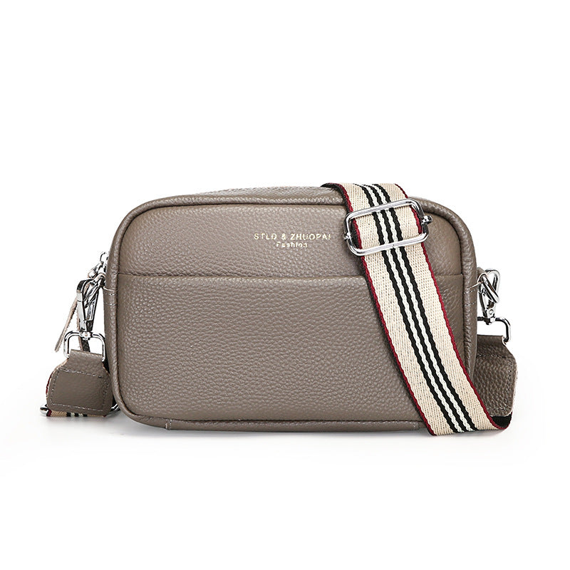 Top Layer Cowhide Small Square Bag Fashion Simple Shoulder Messenger Bag