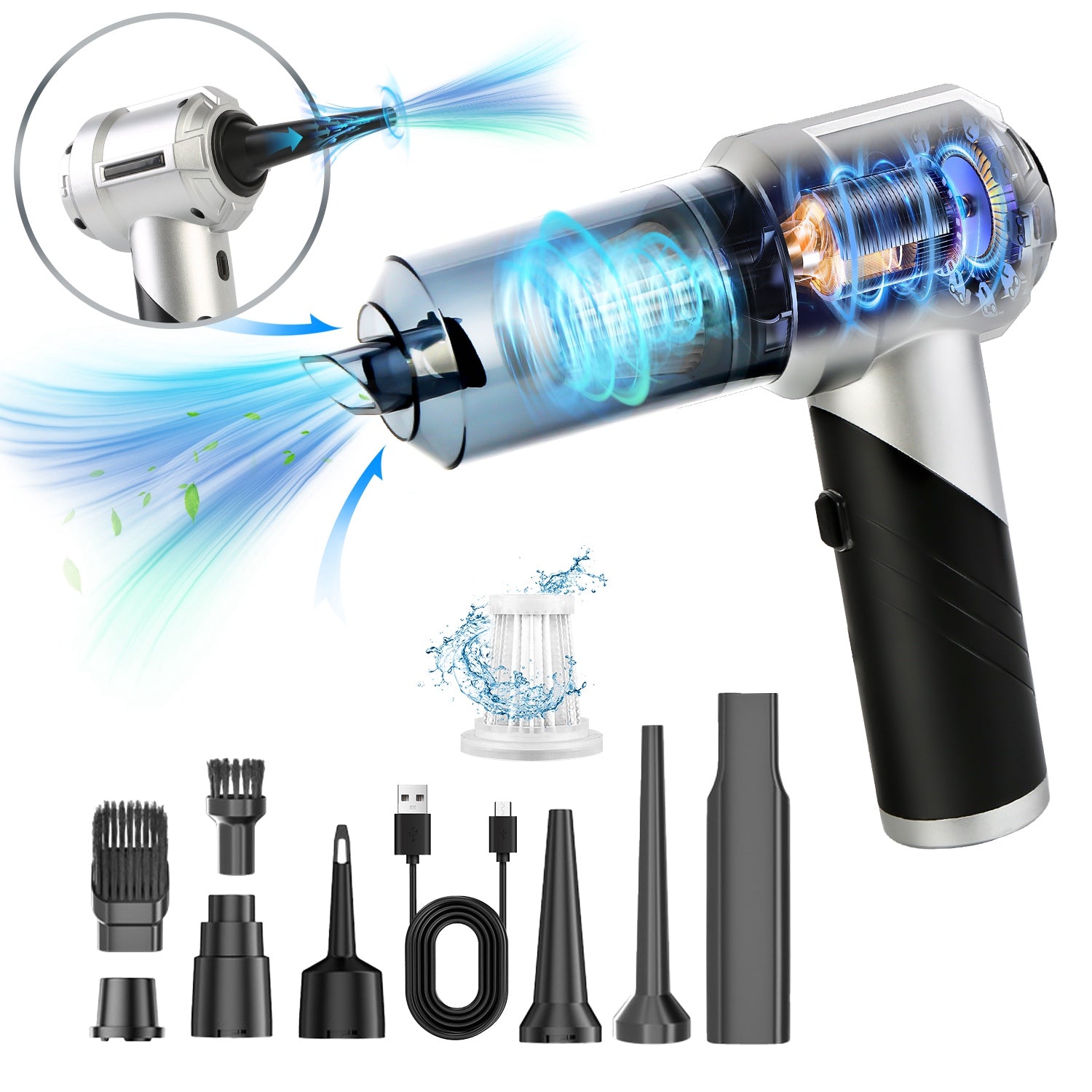 Cordless Car Vacuum Cleaner 20000PA Portable Handheld 4 in 1