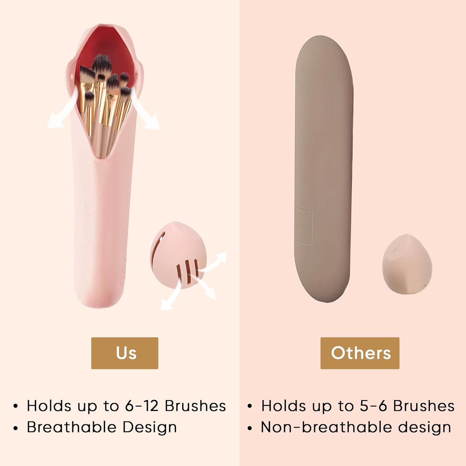 Travel Makeup Brush Holder Silicone Organizer Case Waterproof