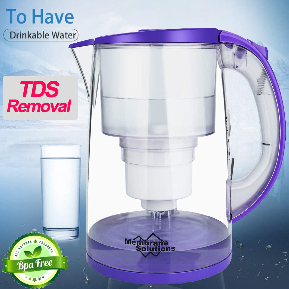 3.5L Water Filter Pitcher BPA Free Family Jug System