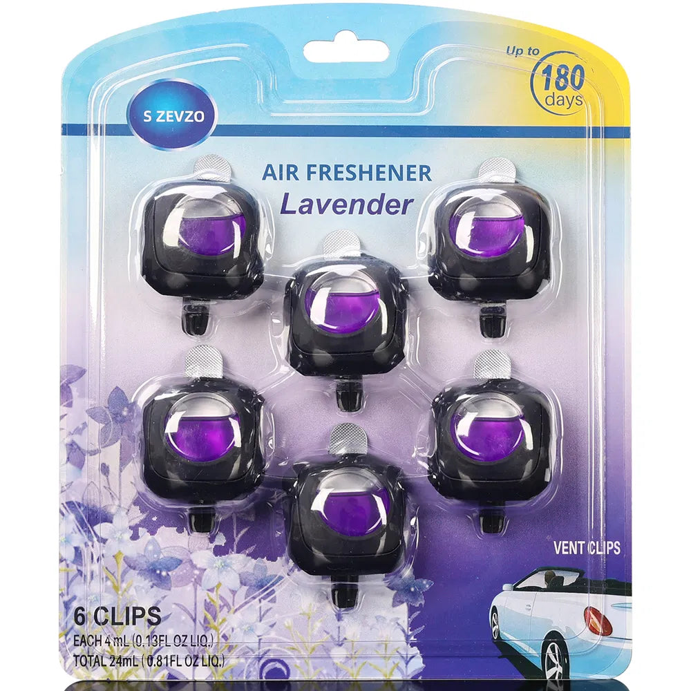 6-Pack Lavender Car Vent Clip Air Freshener Long Lasting