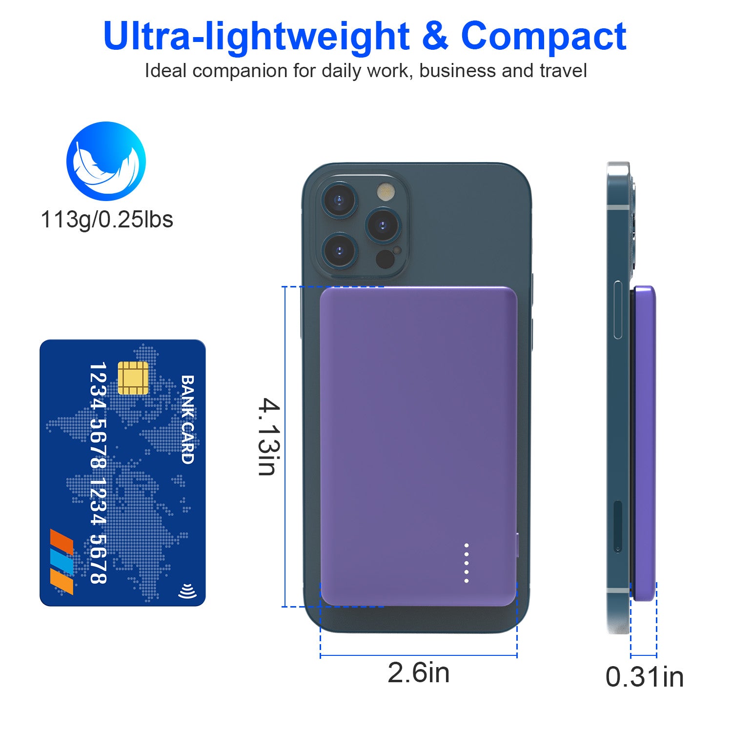 5000mAh Magnetic Wireless Power Bank Slim PD20W Charger