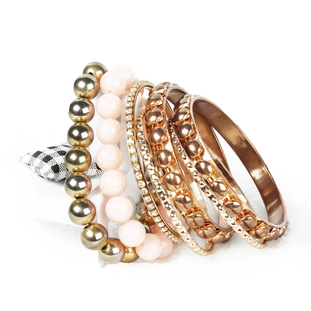 Luxury Retro Gold Bangle Bracelet Set – Rhinestone Stackable