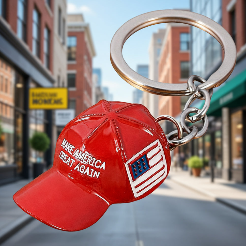 Premium Red Cap Keychain Set – Stylish Alloy Hat Pendant Pack