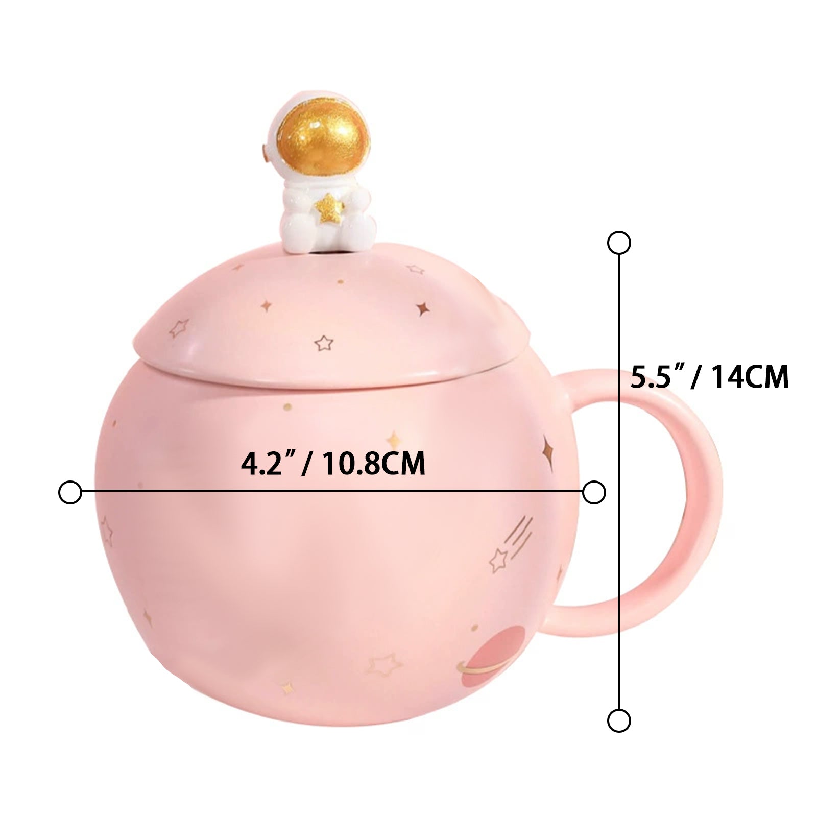 Pink Planet Ceramic Mug Cute Space Coffee Cup