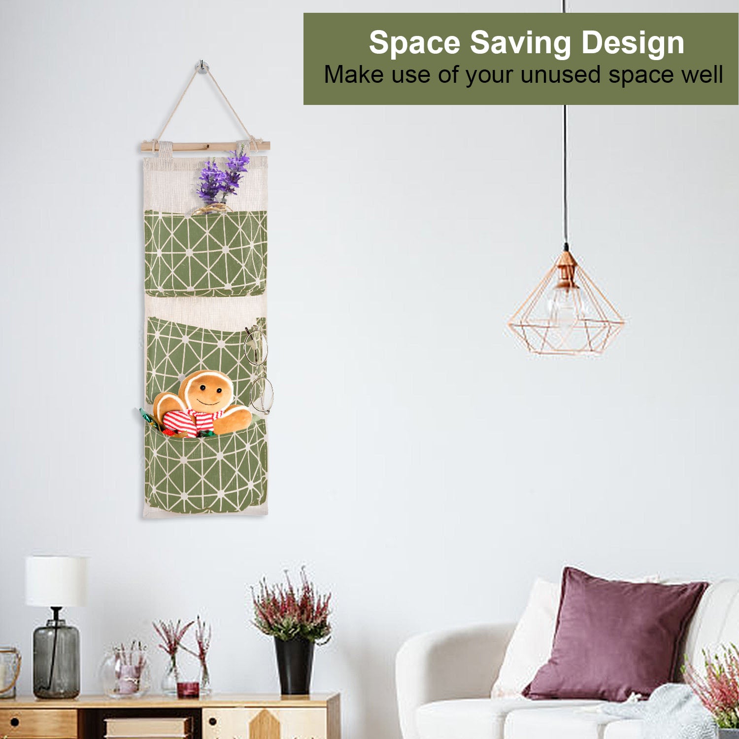 Wall Mounted Hanging Storage Organizer 3 Pocket Waterproof Bag