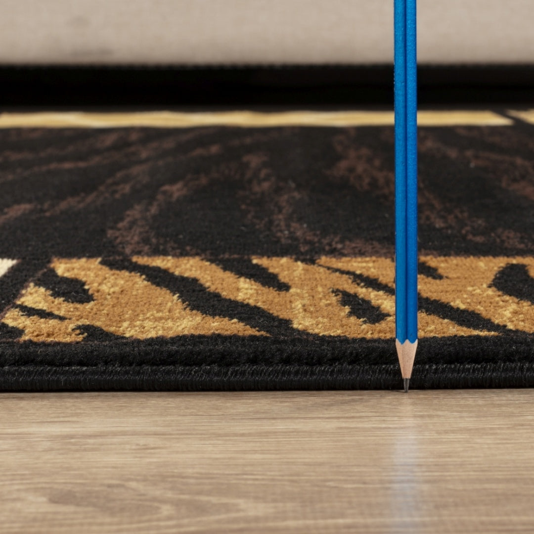Animal Print Area Rug 2x3 Black Polypropylene Accent Rug