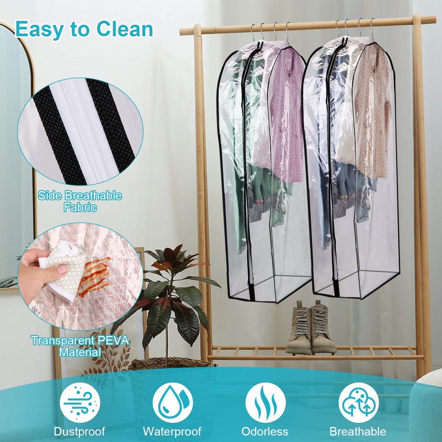 Premium Garment Bags Dustproof Waterproof Clothes Cover Set