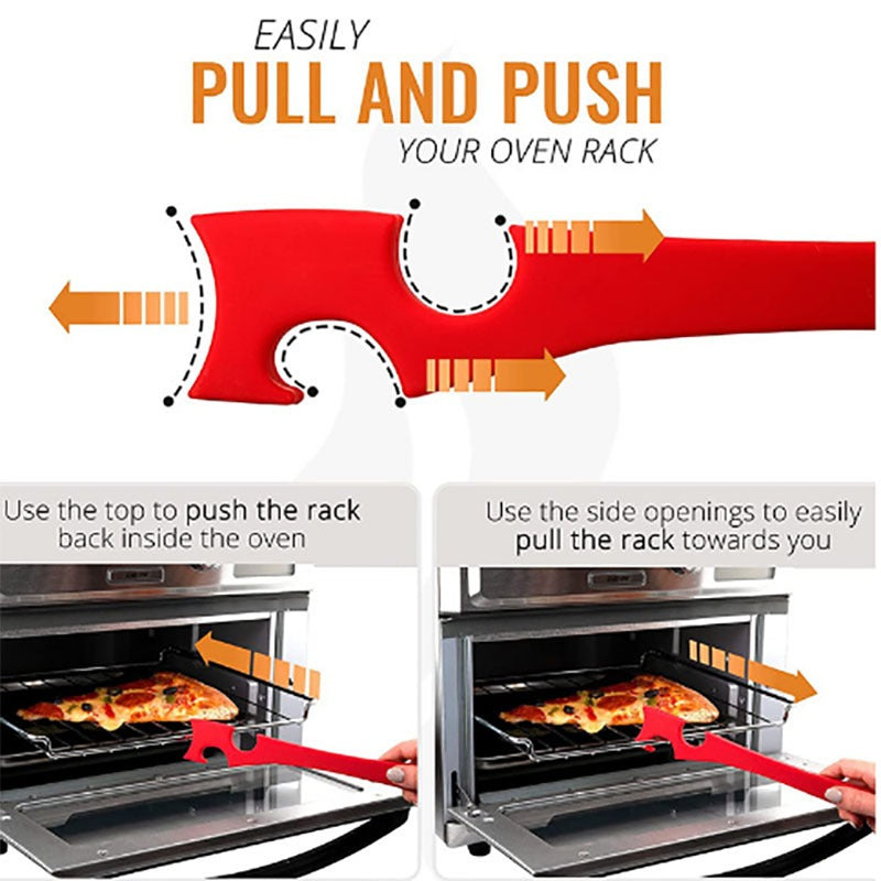 Silicone Oven Rack Push Pull Tool with Long Handle