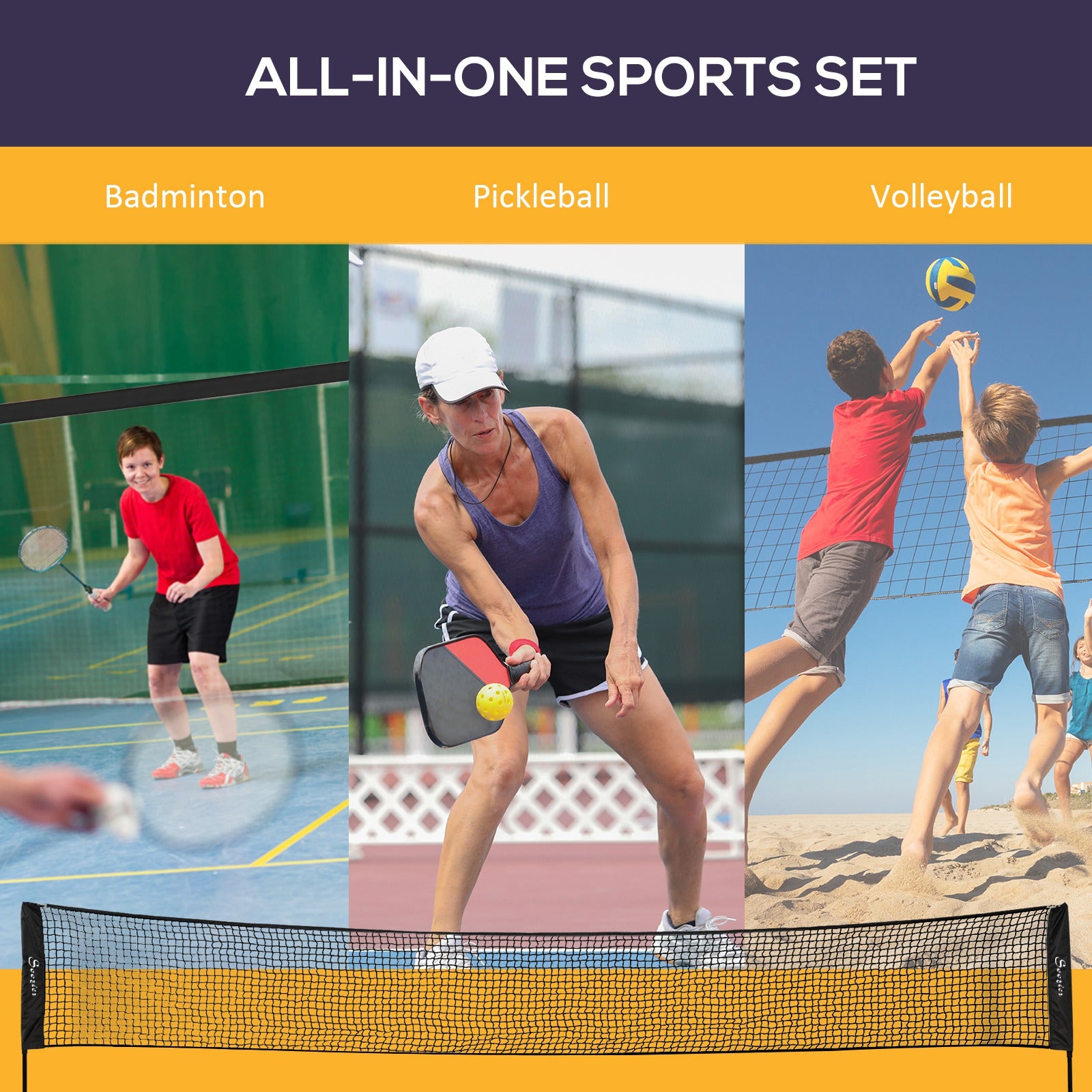 All-in-One Portable Net Set Adjustable for Multi-Sport Outdoor Play