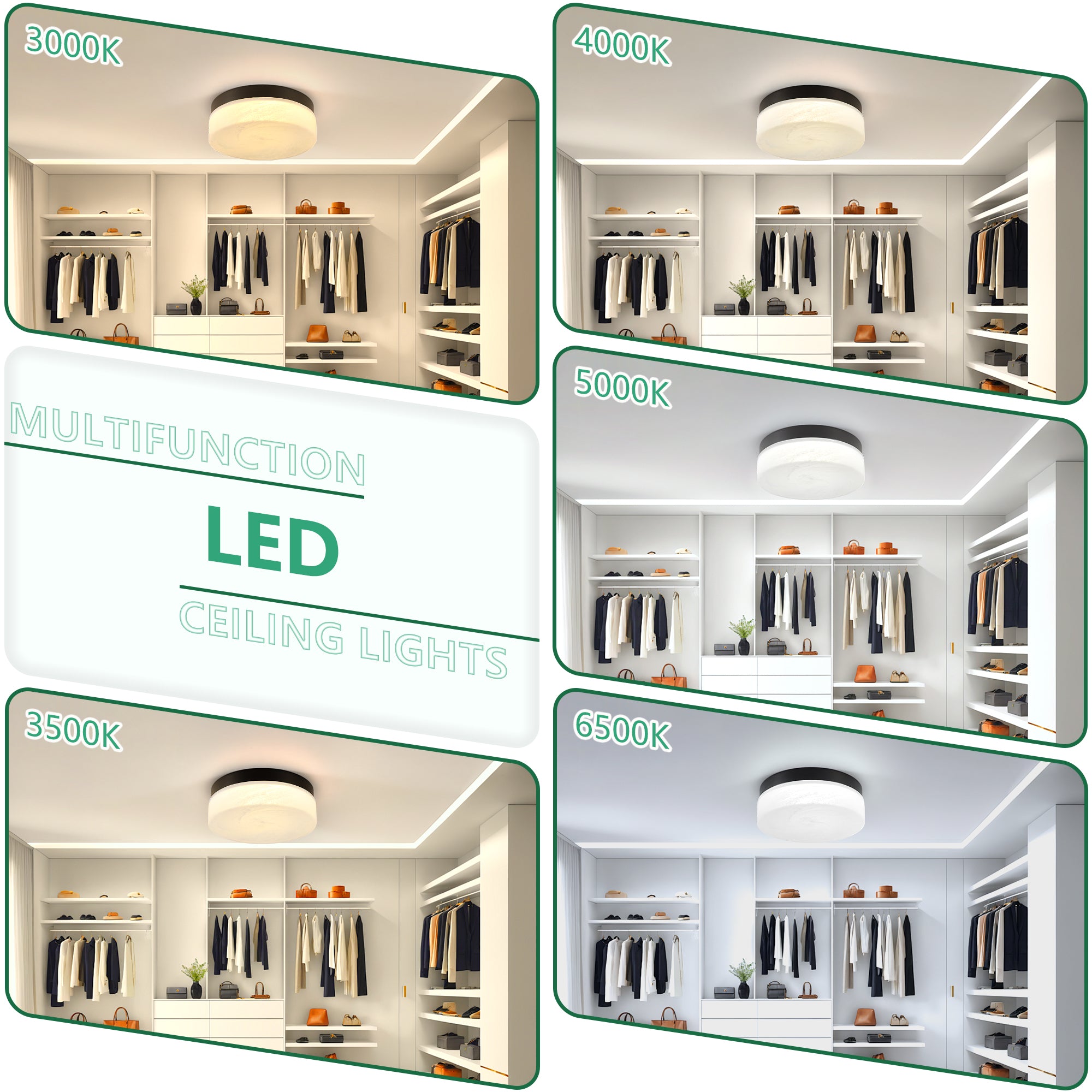 12 Inch LED Ceiling Light 24W Black Flush Mount Round Lamp