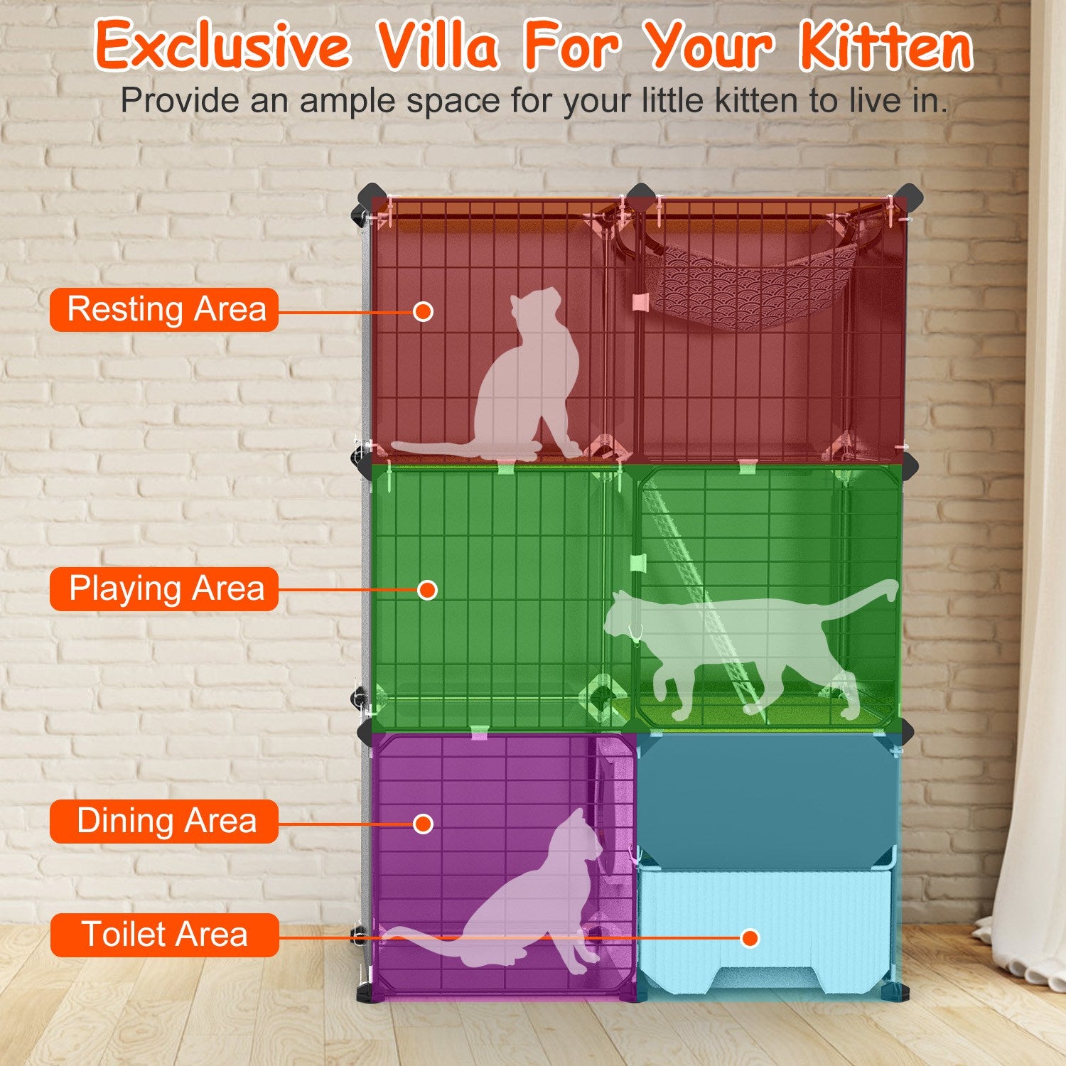 Premium 3 Tier Indoor Cat Cage with Hammock and Ladder