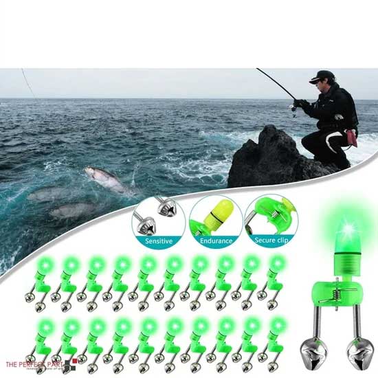 LED Night Fishing Bite Alarm with Bells Rod Tip Clip