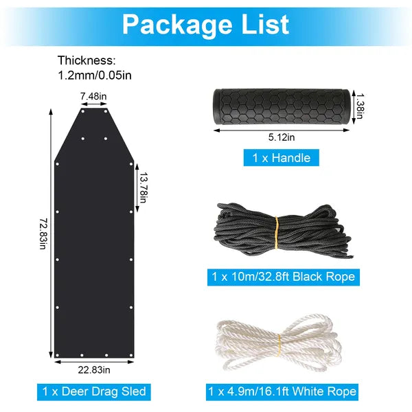 Heavy Duty Deer Drag Sled with Ropes for Hunting & Hauling
