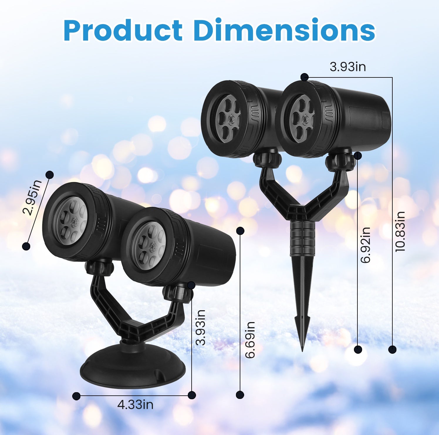 Magical Snowflake LED Projector Light Waterproof Dual Head Xmas