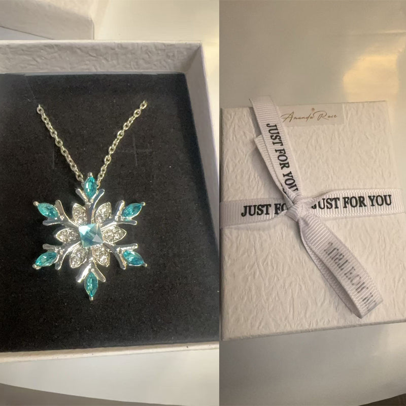 Elegant Snowflake Pendant Necklace Sterling Silver Crystal