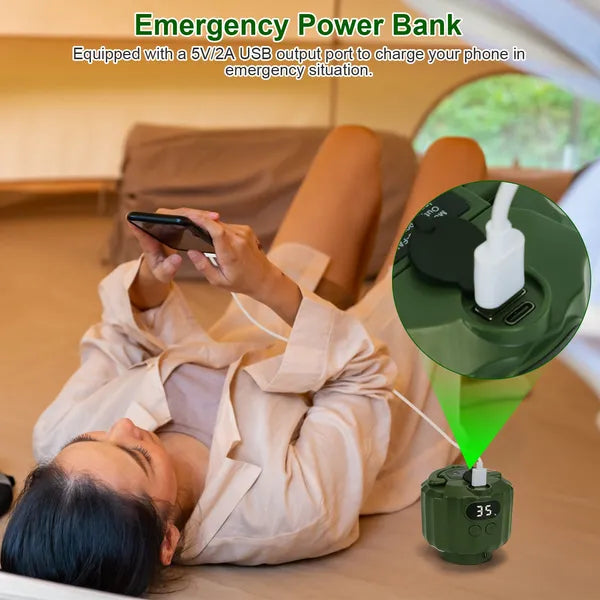 Portable Camping LED Fan Lantern USB Rechargeable Hanging Fan