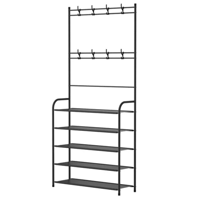 Multi-Functional Entryway Coat Rack with Shoe Storage Shelf