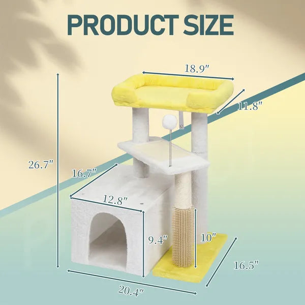 Multi-Level Cat Tower with Scratching Post & Cozy Condo – Padded Cat Tree for Indoor Cats
