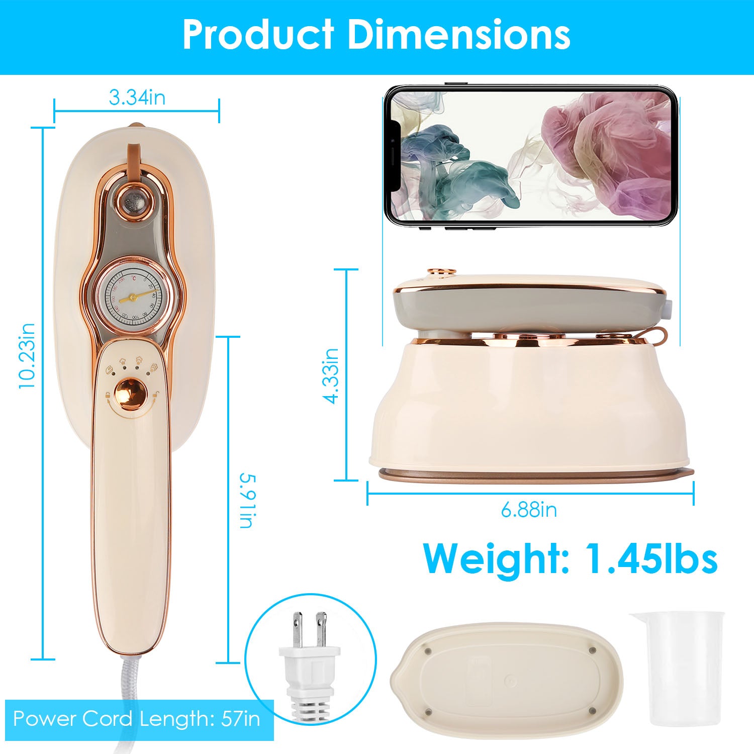 1200W Foldable Handheld Clothes Iron Steamer with Display