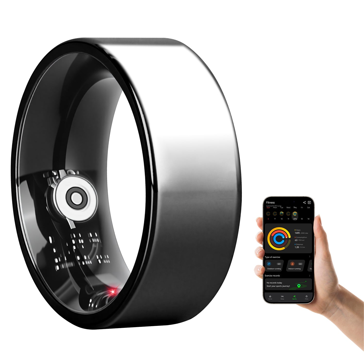Smart Ring Health Tracker with Sleep, HRV & 7-Day Battery for iOS Android