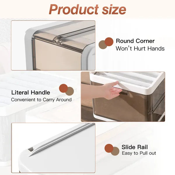 3 Pack Foldable Storage Bin Stackable Closet Organizer Box