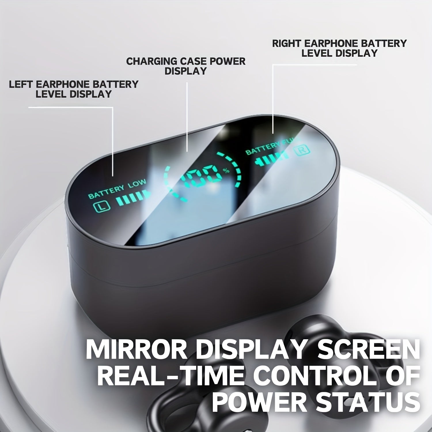 Open Ear Wireless Clip Earbuds with Long Battery Sports Fit