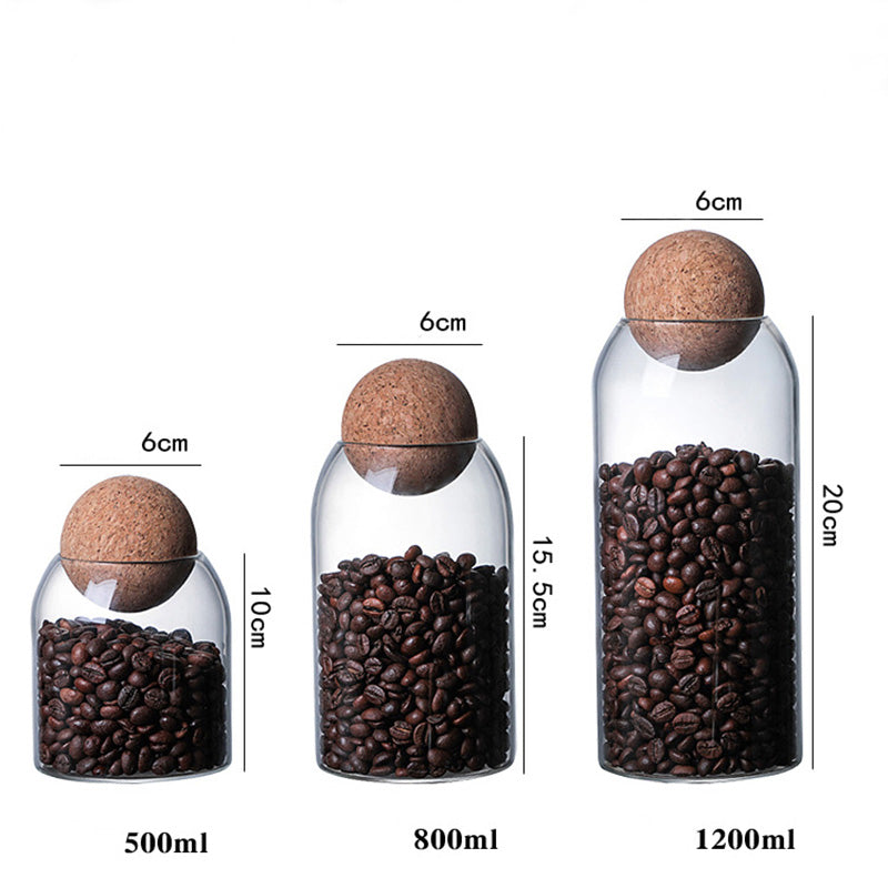 Glass Storage Jar with Cork Lid Minimalist Tea Coffee Container