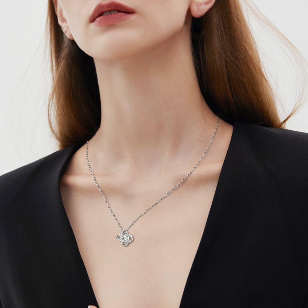 Luxury Crystal Pendant Necklace Elegant Orbit Design Jewelry