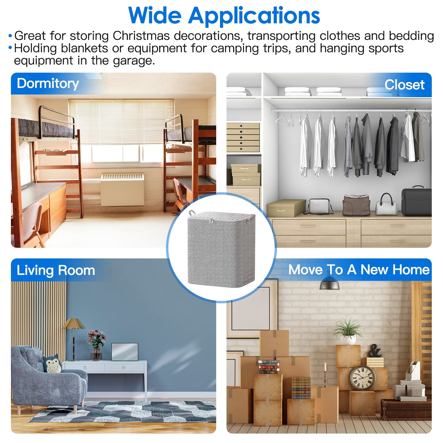 4 Pack Foldable Storage Bags Closet Organizer Large Capacity Set