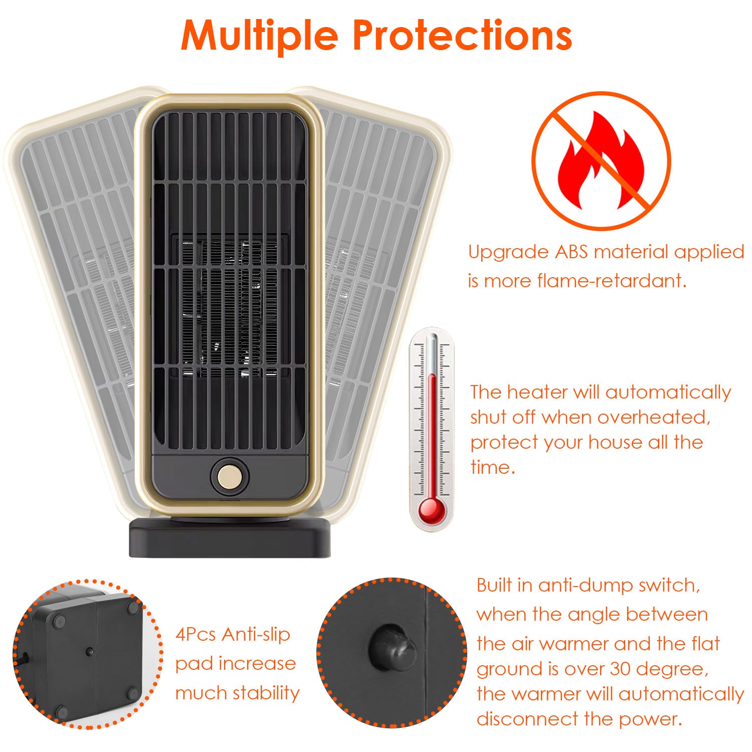 Powerful Portable Space Heater PTC Ceramic Fast Heating Safe