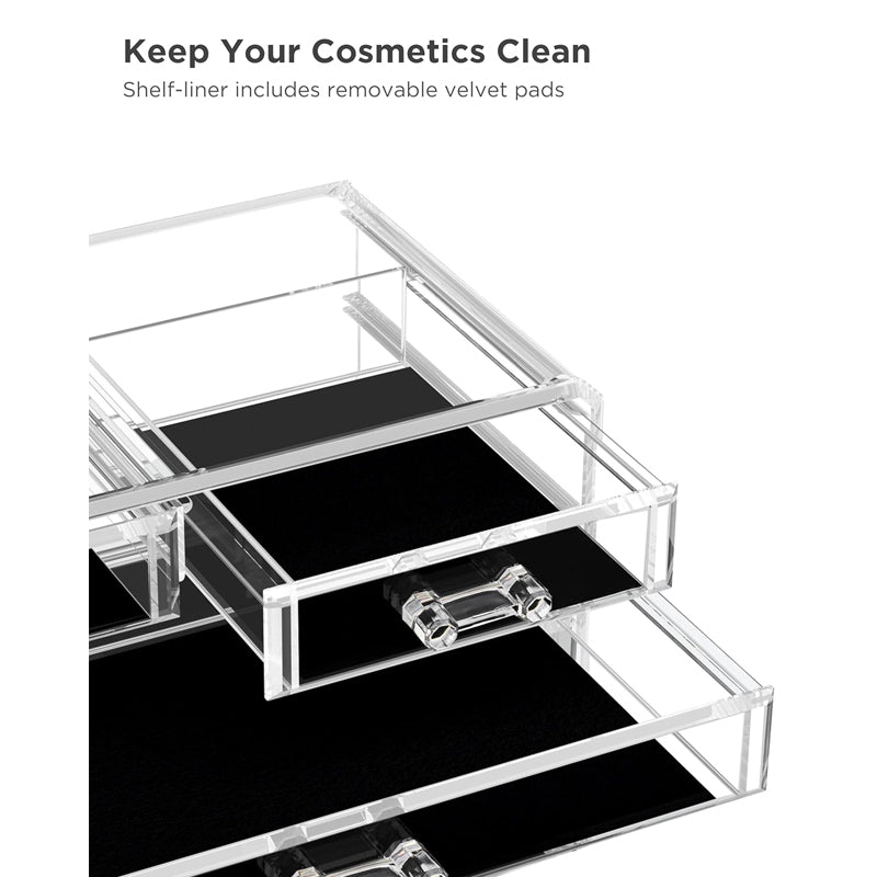 Clear Acrylic Makeup Organizer With 4 Drawers Storage Box
