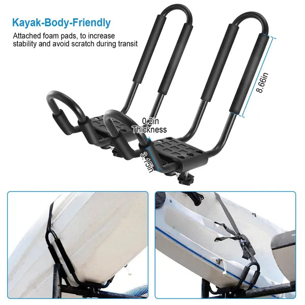 Universal J Bar Kayak Carrier Heavy Duty 220LBS Canoe Roof Rack Kit
