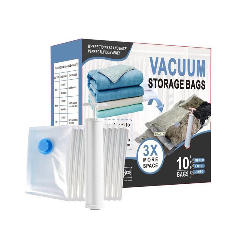 10pcs Vacuum Storage Bags Set with Pump Space Saving Organizer